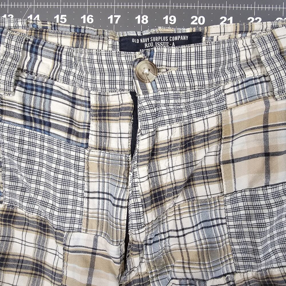 Vintage Old Navy Madras Patchwork Shorts Men's 38x10 Plaid Preppy Loose Relaxed - Picture 2 of 14